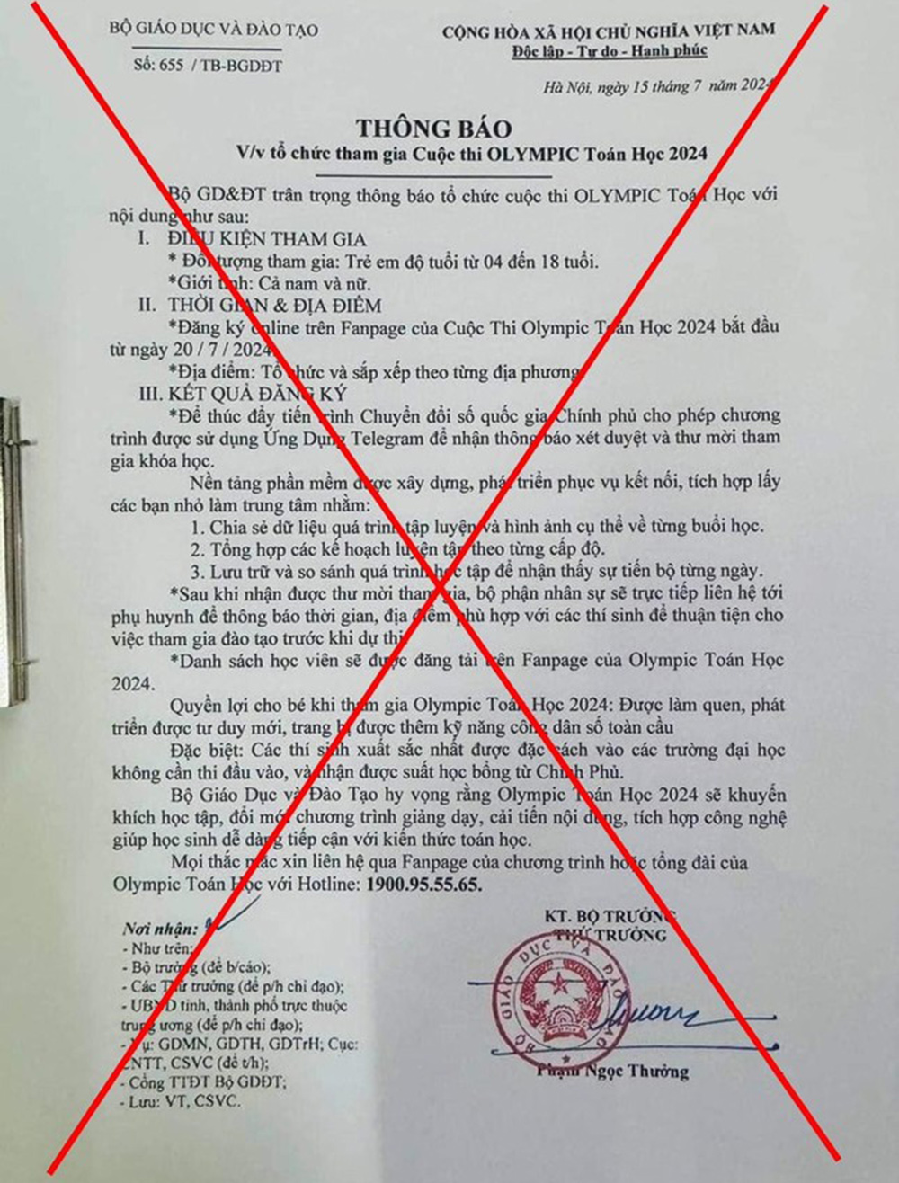 Bộ GD&ĐT khẳng định, đây là văn bản giả mạo.