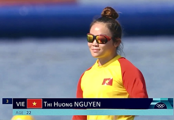 Tay chèo Nguyễn Thị Hương thi đấu vòng loại canoeing 200m Olympic Paris 2024.