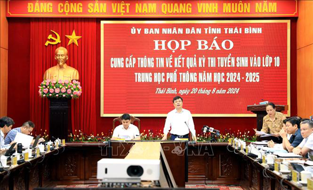 Ngày 20/8/2024, Ủy ban nhân dân tỉnh Thái Bình tổ chức Họp báo cung cấp thông tin về kết quả Kỳ thi tuyển sinh vào lớp 10 năm học 2024 - 2025.