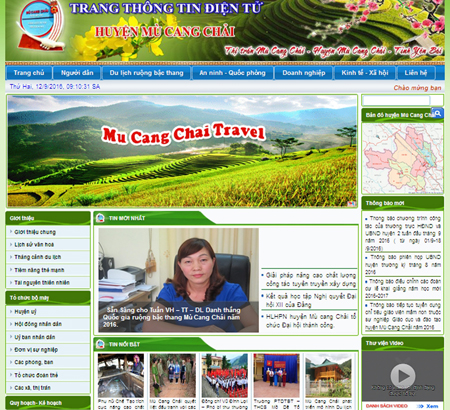 Trang Thông tin điện tử của huyện Mù Cang Chải thường xuyên cập nhật thông tin.Tạo môi trường thông thoáng, hiện đại
