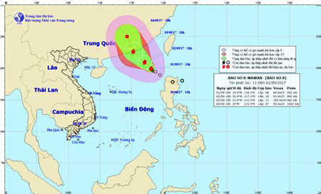 Đường đi và vị trí cơn bão.