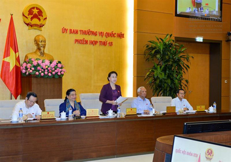 Chủ tịch Quốc hội Nguyễn Thị Kim Ngân phát biểu khai mạc Phiên họp thứ 13 của Ủy ban thường vụ Quốc hội. Ảnh: Cổng thông tin điện tử Quốc hội.