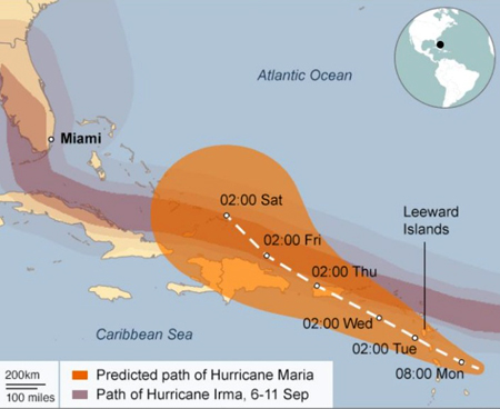 Bão Maria có đường di chuyển gần giống bão Irma.