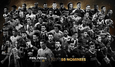 55 đề của đội hình xuất sắc nhất FIFA năm 2017.