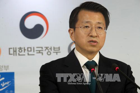Người phát ngôn Bộ Thống nhất Hàn Quốc Baek Tae-hyun phát biểu tại thủ đô Seoul ngày 14-9.