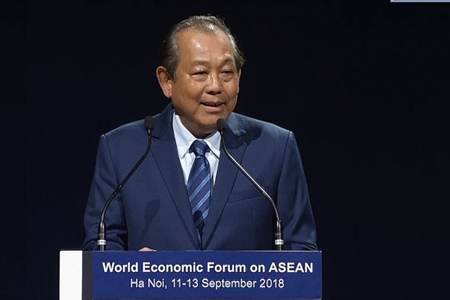 Phó Thủ tướng Thường trực Trương Hòa Bình phát biểu tại phiên bế mạc WEF ASEAN 2018.