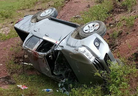 Chiếc xe bán tải được cho là bị mất phanh dẫn đến tai nạn.
