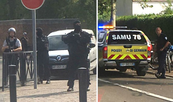 Cảnh sát phong tỏa hiện trường vụ tấn công bằng dao ở Trappes, ngoại ô Paris, Pháp, ngày 23/8/2018. (Ảnh minh họa: KT)