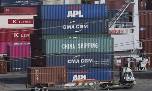 Các container hàng xuất khẩu của Mỹ tại cảng Los Angeles, bang California hôm 1/9.