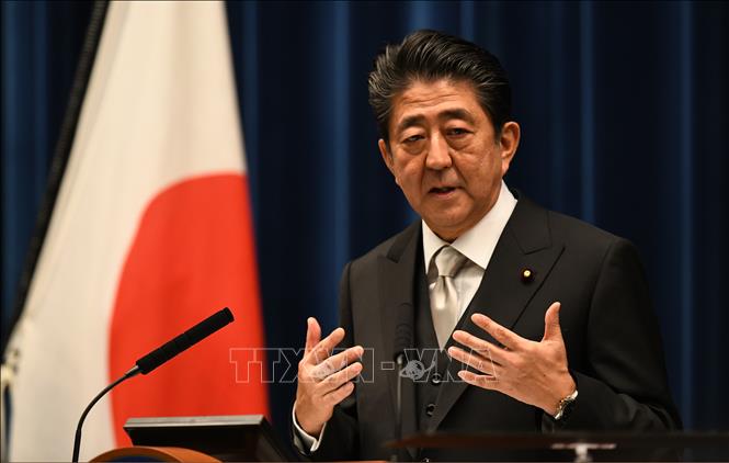 Thủ tướng Shinzo Abe tại cuộc họp báo ở Tokyo, Nhật Bản.