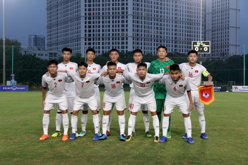 Đội hình xuất phát của U16 Việt Nam ở trận gặp U16 Mông Cổ.
