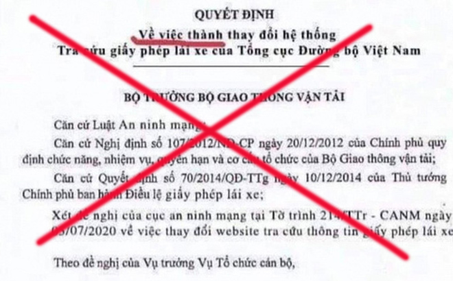 Văn bản thay đổi hệ thống tra cứu giấy phép lái xe giả mạo