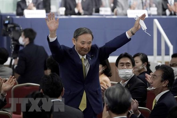 Chánh Văn phòng Nội các Nhật Bản Yoshihide Suga được bầu làm tân Chủ tịch đảng Dân chủ Tự do (LDP) cầm quyền trong cuộc bỏ phiếu tại Tokyo, Nhật Bản, ngày 14/9/2020.