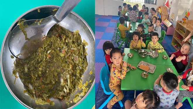 Hình ảnh bữa ăn của trẻ tại Trường mầm non Dương Quan. Ảnh: Phụ huynh cung cấp.