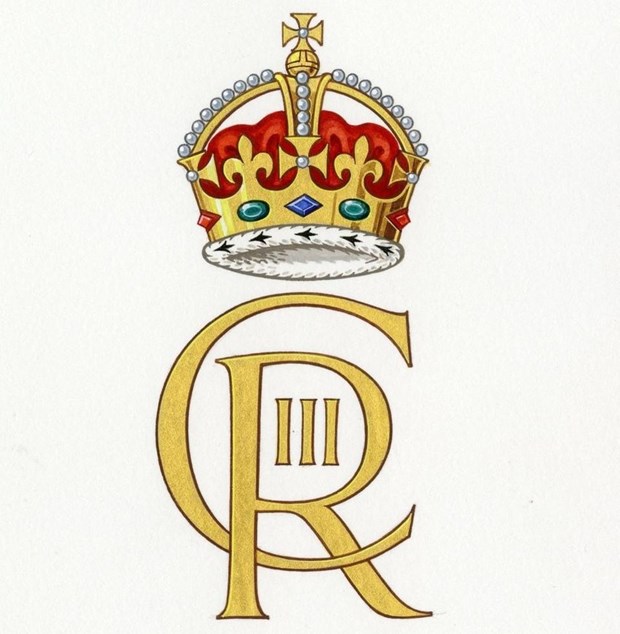 Huy hiệu chữ lồng mới của Vua Charles III gồm chữ C, R và vương miện hoàng gia.