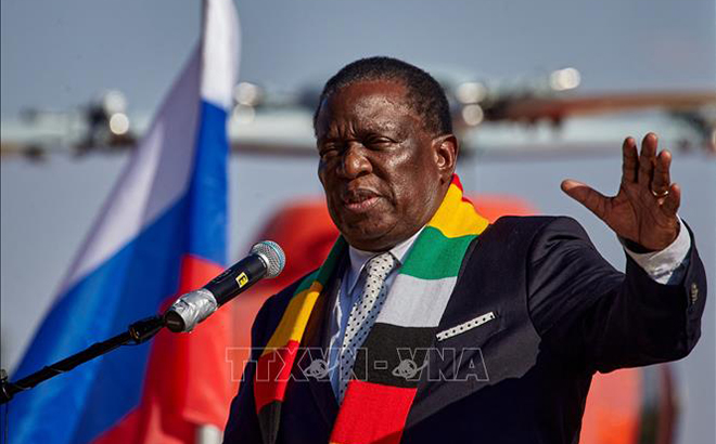 Tổng thống Zimbabwe Emmerson Mnangagwa phát biểu tại Harare ngày 18/5/2023. Ảnh tư liệu