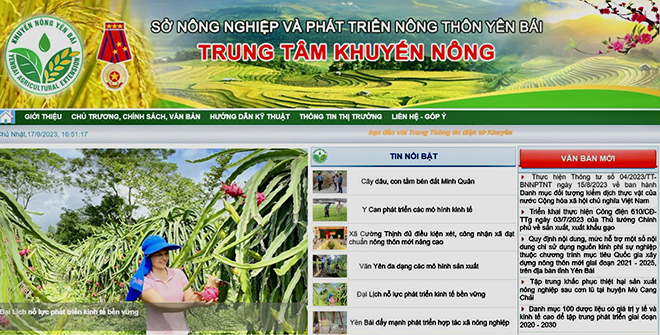 Trung tâm Khuyến nông tỉnh duy trì hiệu quả hoạt động Trang Thông tin điện tử tổng hợp khuyến nông Yên Bái.
