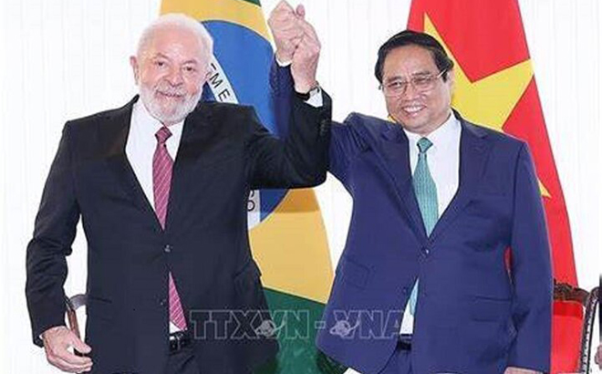 Thủ tướng Phạm Minh Chính hội đàm Tổng thống Brazil Luiz Inacio Lula da Silva.