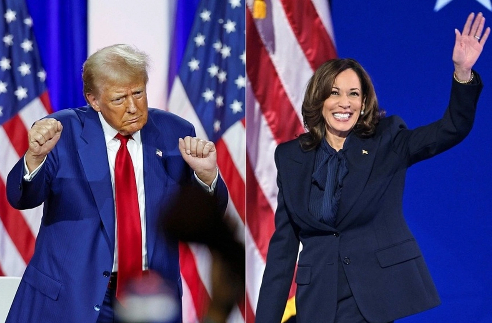 Phó Tổng thống Mỹ Kamala Harris (phải) và cựu Tổng thống Donald Trump