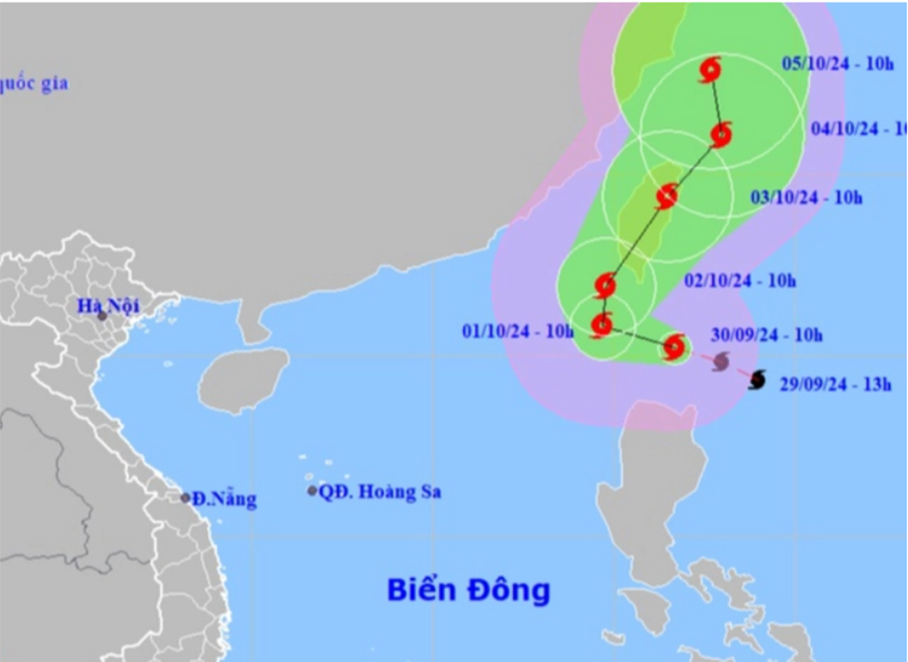 Vị trí và dự báo hướng di chuyển của bão Krathon. Nguồn: Trung tâm Dự báo KTTV quốc gia