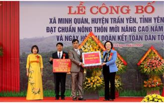 Bộ trưởng Bộ Nội vụ Phạm Thị Thanh Trà dự Ngày hội Đại đoàn kết toàn dân tộc và Lễ công bố xã Minh Quán đạt chuẩn nông thôn mới nâng cao