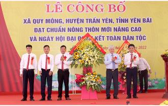 Chủ tịch Uỷ ban Trung ương MTTQ Việt Nam Đỗ Văn Chiến dự Lễ công bố xã Quy Mông đạt chuẩn nông thôn mới nâng cao và Ngày hội Đại đoàn kết toàn dân tộc