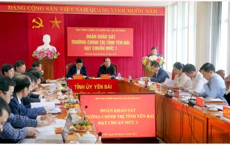 Thường trực Tỉnh ủy làm việc với Học viện Chính trị quốc gia Hồ Chí Minh xem xét công nhận Trường Chính trị tỉnh Yên Bái đạt chuẩn mức 1