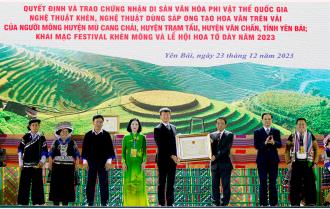 Lễ công bố Quyết định 2 Di sản văn hóa phi vật thể quốc gia của người Mông Yên Bái; Khai mạc Festival Khèn Mông và Lễ hội hoa Tớ Dày