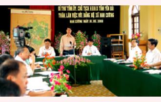 Bí thư Tỉnh uỷ Hoàng Xuân Lộc làm việc với Đảng bộ xã Nam Cường