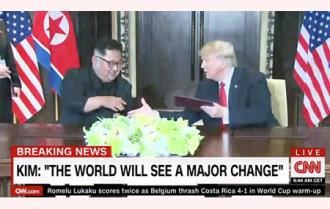 Hình ảnh lãnh đạo Mỹ - Triều Tiên đã ký văn kiện 