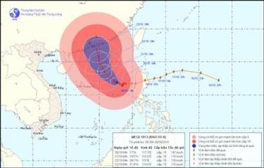 Vị trí và dự báo hướng đi của bão.