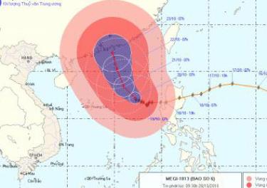 Đường đi của bão Megi.