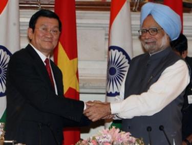 Chủ tịch nước Trương Tấn Sang và Thủ tướng Ấn Độ Manmohan Singh.