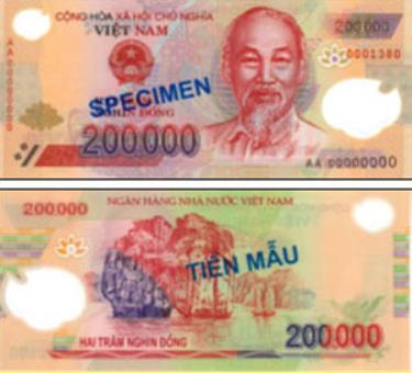 Mẫu tiền polymer 200.000 đồng do NHNN phát hành.
