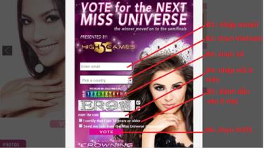 Giao diện bầu chọn tại missuniverse.com