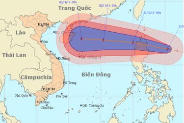 Hình dự báo đường đi của bão.