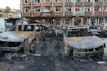 Hiện trường vụ đánh bom ở trung tâm thủ đô Baghdad của Iraq.