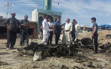 Hiện trường một vụ đánh bom xe ở Balad Ruz, tình Diyala ở Iraq.
