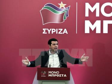 Ông Alexis Tsipras tại cuộc họp của đảng Syriza ở thủ đô Athens.