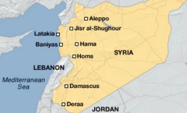 Vị trí các tỉnh tại Syria.