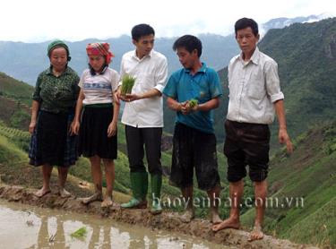 Lãnh đạo xã Pá Lau bám sát cơ sở động viên nhân dân tích cực lao động sản xuất, xóa đói giảm nghèo.