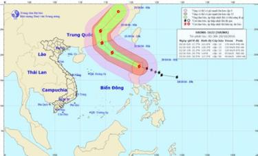 Chùm ảnh đường đi và vị trí cơn bão. Ảnh: Trung tâm Dự báo Khí tượng Thủy văn Trung ương.