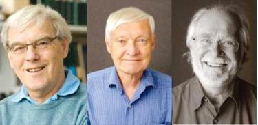 Ba nhà khoa học Richard Henderson, Joachim Frank, Jacques Dubochet (từ trái qua phải).