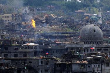 Thành phố Marawi bị chiến tranh tàn phá.