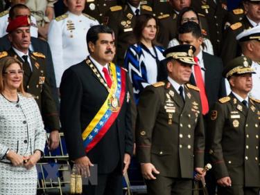 Tổng thống Venezuela Nicolas Maduro (thứ 2, trái) tại Lễ kỷ niệm 81 năm ngày thành lập Lực lượng Phòng vệ quốc gia ở Caracas ngày 4/8.