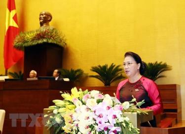 Chủ tịch Quốc hội Nguyễn Thị Kim Ngân phát biểu khai mạc.