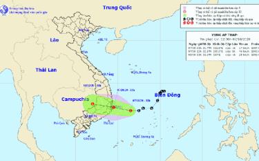 Vị trí và đường đi của vùng áp thấp.