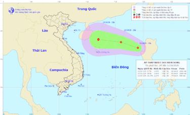 Vị trí và đường đi của áp thấp nhiệt đới mới.