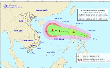 Hướng di chuyển của áp thấp nhiệt đới.