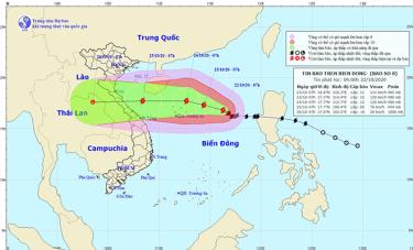 Dự báo đường đi và vị trí cơn bão.